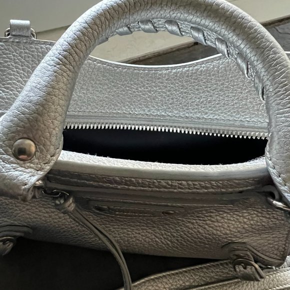 Balenciaga Mini Neo Classic City Metallic Leather Silver-Brand New Used 3x Max! - Picture 3 of 5